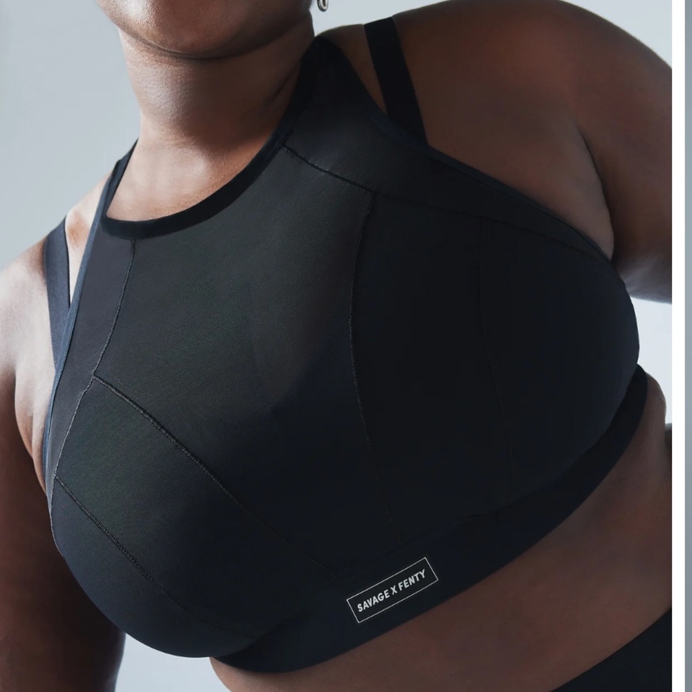Savage X Fenty Lineup Medium-Impact Mesh Sports Bra BLACK 2X NWT